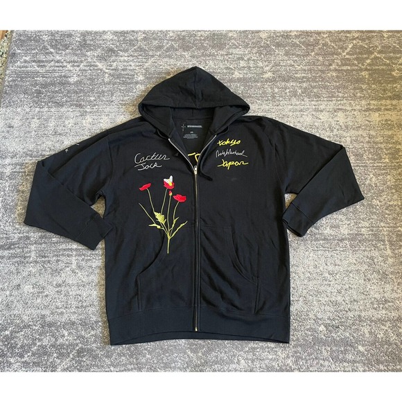 Cactus Jack Mens XL Jacket Hoodie Black Embroidered Full Zipper New P4 - Picture 1 of 10